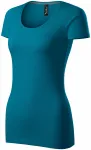 Damen T-Shirt mit Ziernähten, petrol blue