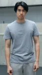Herr-T-shirt, texturerad ekologisk bomull