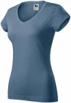 Slim Fit Damen T-Shirt mit V-Ausschnitt, denim