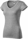 Slim Fit Damen T-Shirt mit V-Ausschnitt, dunkelgrauer Marmor