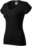 Slim Fit Damen T-Shirt mit V-Ausschnitt, schwarz